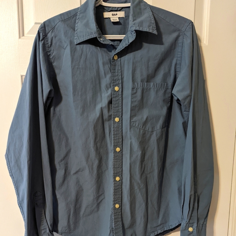 GAP Boyfriend Blue Button-Up Men's Shirt